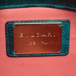 مملوكة مسبقًا حقيبة كتف بلغاري جلد كارونج وبريسبيكس أسود/ أخضر  غطاء قلاب 