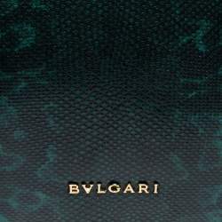 مملوكة مسبقًا حقيبة كتف بلغاري جلد كارونج وبريسبيكس أسود/ أخضر  غطاء قلاب 