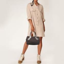 Bvlgari Brown Logo Mania Fabric and Leather Boston Bag