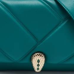 مملوكة مسبقًا حقيبة كروس بلغاري سيربينتي كابوشون جلد مبطن أخضر