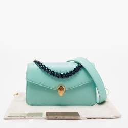 Bvlgari Turquoise Leather Serpenti Forever Pochette 