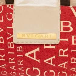 Pre Owned حقيبة بلغاري باجيت جلد وقماش مانيا شعار بيج / حمراء 