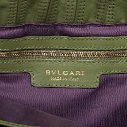 Pre Owned Bvlgari Green Willow Matelassé Leather Monete Tote