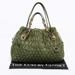 Pre Owned Bvlgari Green Willow Matelassé Leather Monete Tote