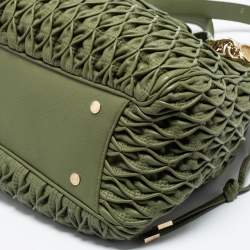 Pre Owned Bvlgari Green Willow Matelassé Leather Monete Tote