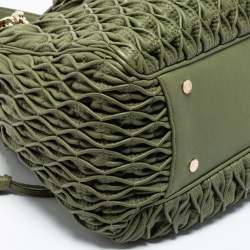 Pre Owned Bvlgari Green Willow Matelassé Leather Monete Tote