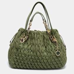 Pre Owned Bvlgari Green Willow Matelassé Leather Monete Tote