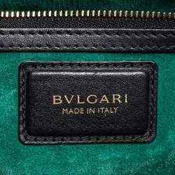 Bvlgari Black Leather and Snakeskin Top Handle Bag