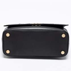 Bvlgari Black Leather and Snakeskin Top Handle Bag
