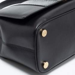 Bvlgari Black Leather and Snakeskin Top Handle Bag