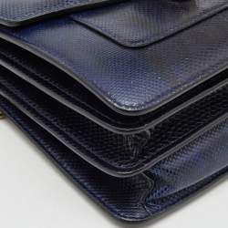 Bvlgari Navy Blue Karung Serpenti Forever Flap Top Handle Bag