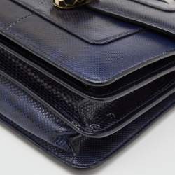 Bvlgari Navy Blue Karung Serpenti Forever Flap Top Handle Bag