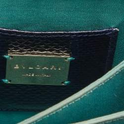 Bvlgari Navy Blue Karung Serpenti Forever Flap Top Handle Bag