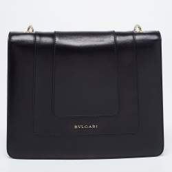 Bvlgari Black Leather Small Serpenti Forever Shoulder Bag