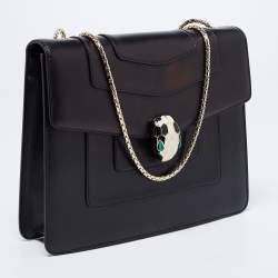 Bvlgari Black Leather Small Serpenti Forever Shoulder Bag