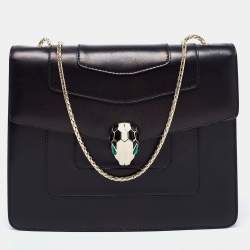 Bvlgari Black Leather Small Serpenti Forever Shoulder Bag