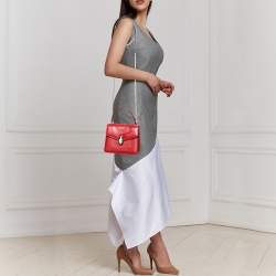 Pre Owned Bvlgari Red Leather Serpenti Forever Top Handle Bag