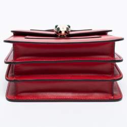 Pre Owned Bvlgari Red Leather Serpenti Forever Top Handle Bag