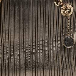 Pre Owned Bvlgari Metallic Grey Leather Monte Plisse Shopper Tote