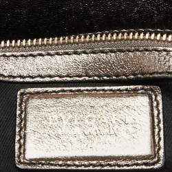 Pre Owned Bvlgari Metallic Grey Leather Monte Plisse Shopper Tote