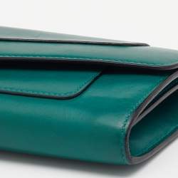 Pre Owned Bvlgari Green Leather Serpenti Forever Continental Wallet