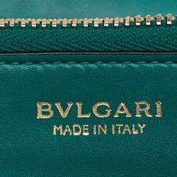 Pre Owned Bvlgari Green Leather Serpenti Forever Continental Wallet