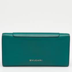 Pre Owned Bvlgari Green Leather Serpenti Forever Continental Wallet