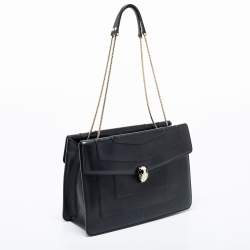 مملوكة مسبقًا حقيبة كتف بلغاري قلاب مزدوج Serpenti Forever جلد خضراء