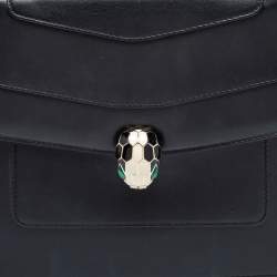 مملوكة مسبقًا حقيبة كتف بلغاري قلاب مزدوج Serpenti Forever جلد خضراء