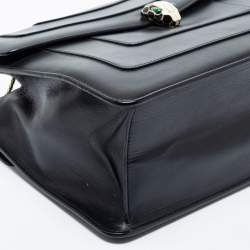 مملوكة مسبقًا حقيبة كتف بلغاري قلاب مزدوج Serpenti Forever جلد خضراء