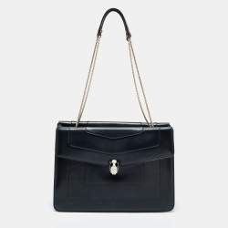 مملوكة مسبقًا حقيبة كتف بلغاري قلاب مزدوج Serpenti Forever جلد خضراء