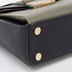 Bvlgari Green/Black Leather Medium Serpenti Viper Top Handle Bag