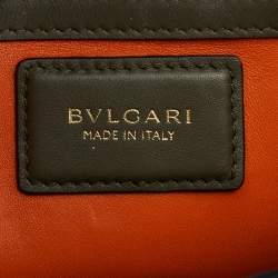 Bvlgari Green/Black Leather Medium Serpenti Viper Top Handle Bag