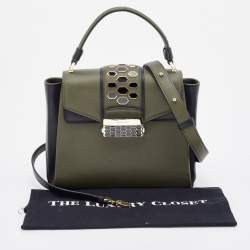 Bvlgari Green/Black Leather Medium Serpenti Viper Top Handle Bag