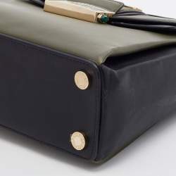 Bvlgari Green/Black Leather Medium Serpenti Viper Top Handle Bag