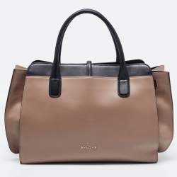 Pre Owned Bvlgari Beige/Black Leather Alba Tote 