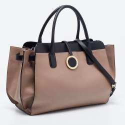 Pre Owned Bvlgari Beige/Black Leather Alba Tote 