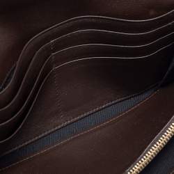 Pre Owned Bvlgari Dark Brown Leather Double Ring Flap Continental Wallet
