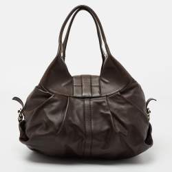 Pre Owned Bvlgari Dark Brown Leather Chandra Hobo