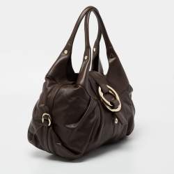 Pre Owned Bvlgari Dark Brown Leather Chandra Hobo