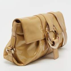 Bvlgari Beige Patent Leather Chandra Shoulder Bag