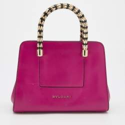 Pre Owned Bvlgari Pink Leather Serpenti Tote