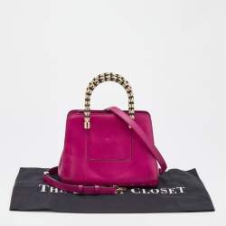 Pre Owned Bvlgari Pink Leather Serpenti Tote