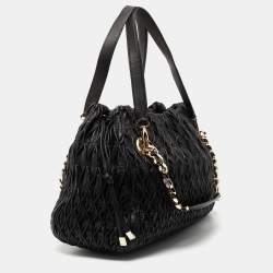 Pre Owned Bvlgari Black Quilted Leather Monete Tote
