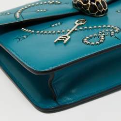 مملوكة مسبقًا Bvlgari Turquoise Leather Pop Heart Serpenti Forever Shoulder Bag