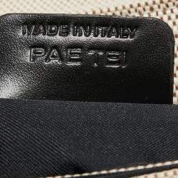 Pre Owned Bvlgari Beige/Black Leather and Canvas Flap Shoulder Bag