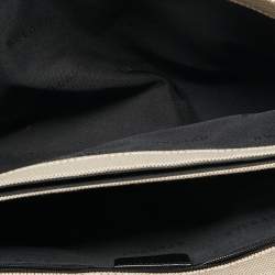 Pre Owned Bvlgari Beige/Black Leather and Canvas Flap Shoulder Bag