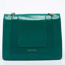 Bvlgari Green Leather Large Serpenti Forever Shoulder Bag