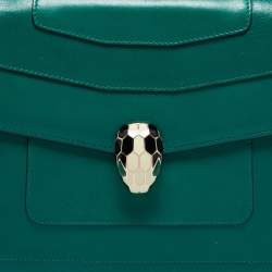 Bvlgari Green Leather Large Serpenti Forever Shoulder Bag