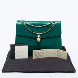 Bvlgari Green Leather Large Serpenti Forever Shoulder Bag